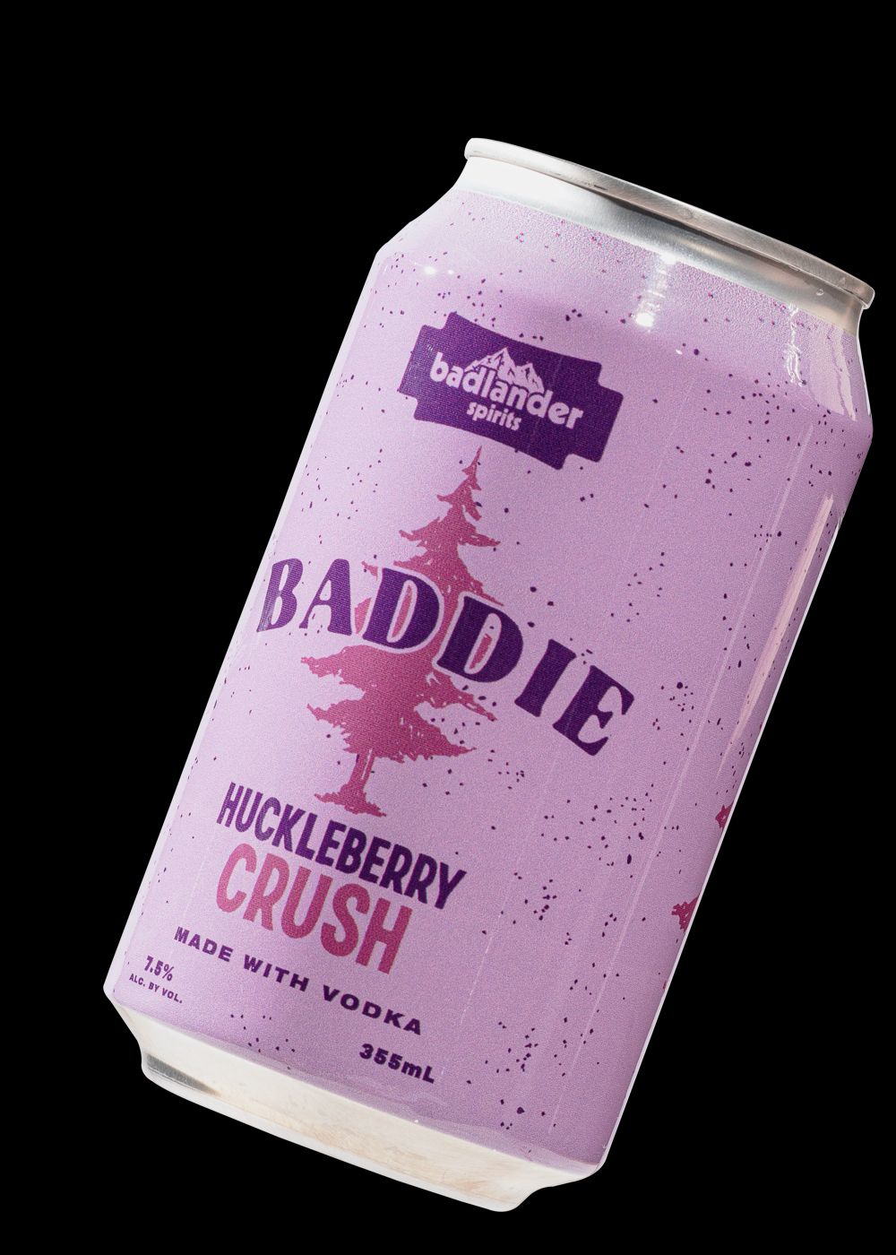 Baddie: Huckleberry Crush, made with vodka. 7.5% alcohol by volume.